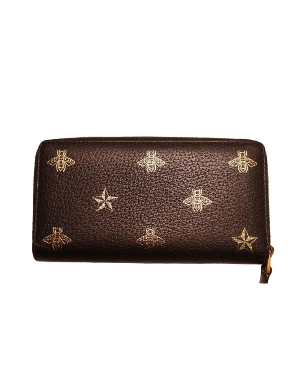 Gucci Bee & Star Leather Zip Around Wallet